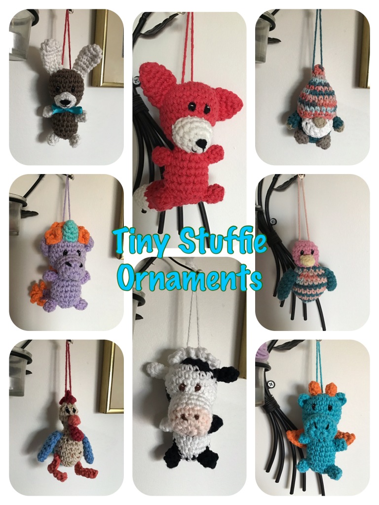 Tiny stuffie ornaments for hanging any where (bunny, fox, gnome, unicorn, bird, rooster, cow, dragon)