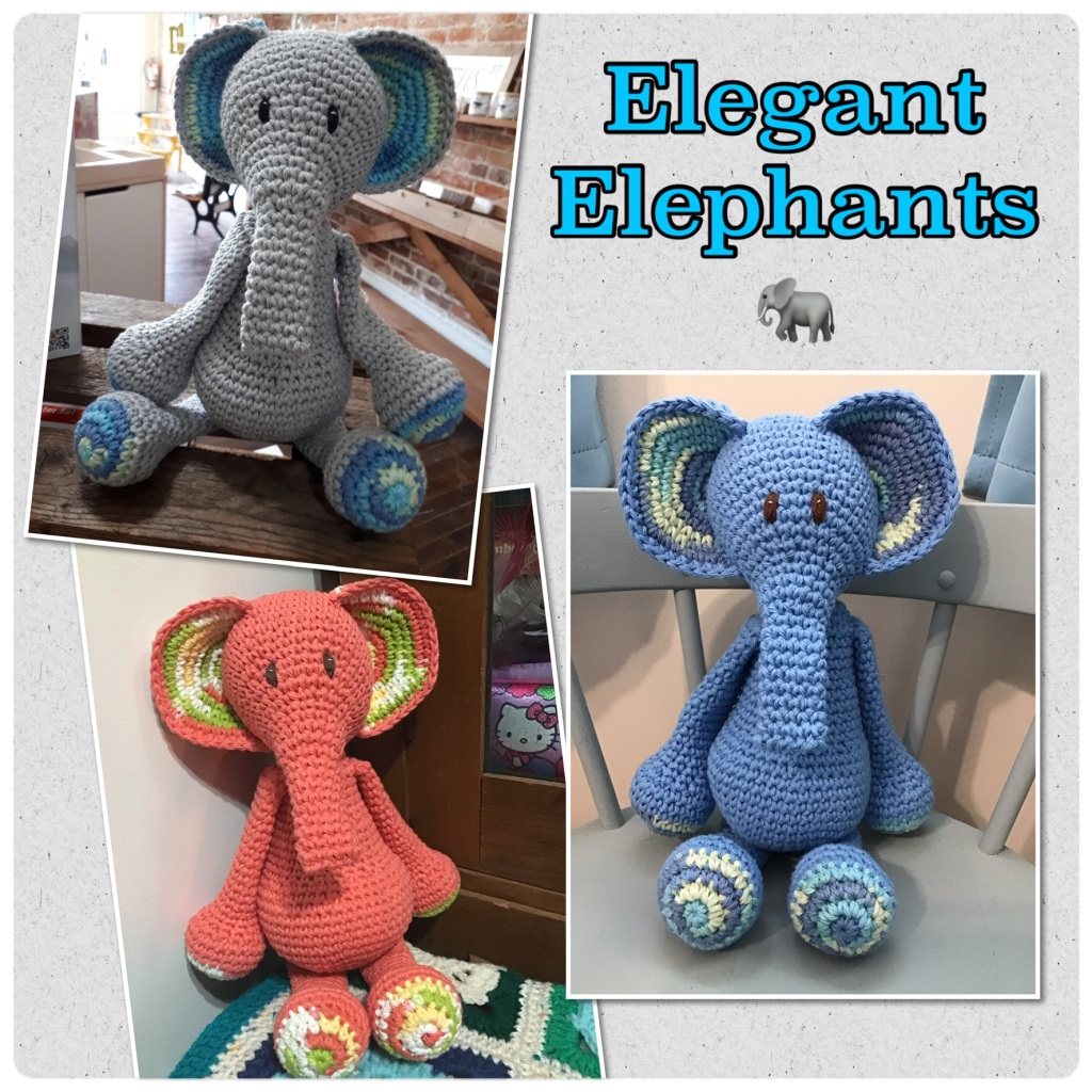 Elegant elephants (grey, blue, and coral orange)