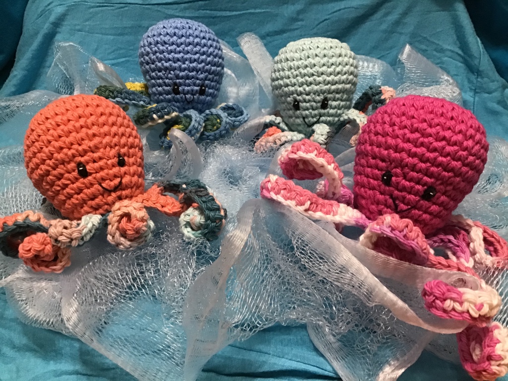 4 octopus stuffies