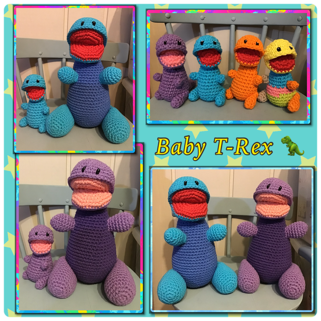 Baby t-rex with open mouths