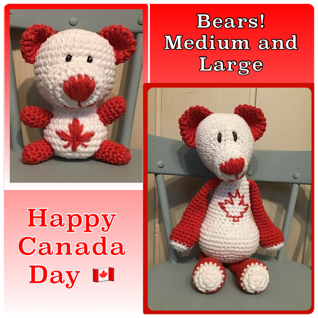 Canada day teddy bears with text "happy canada day"