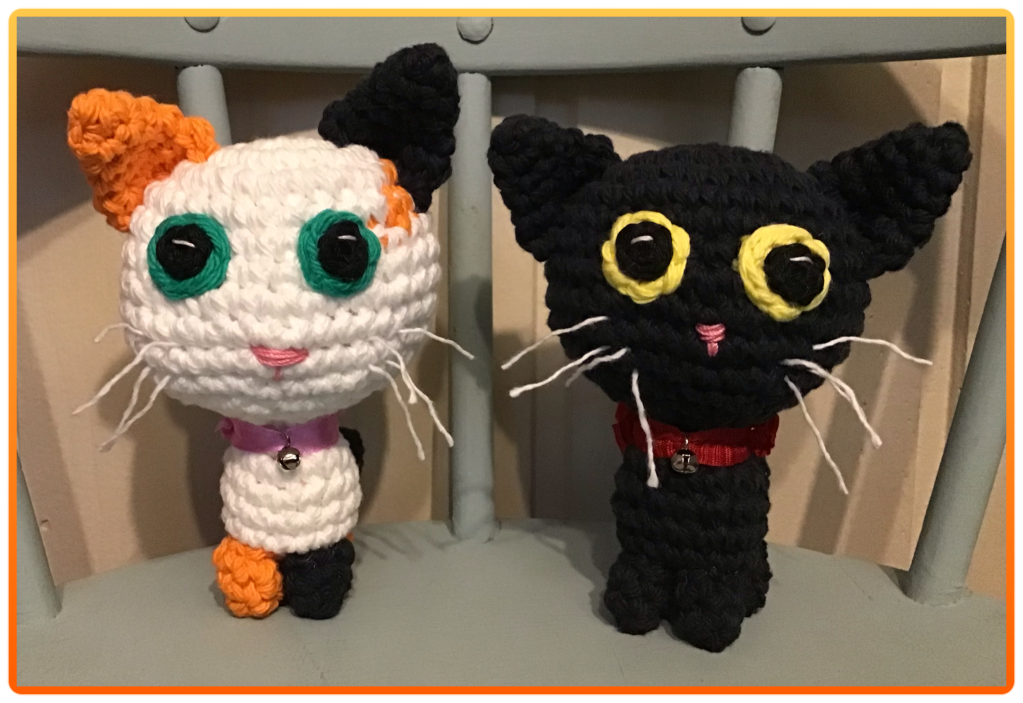 Kitten stuffies in calico and black